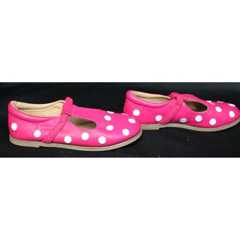 Lolly Wolly Doodle Pink Polka Dot Girls Mary Janes sz 2 Leather Shoes T-Strap